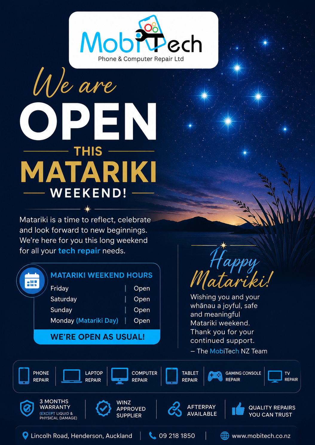 **Happy Matariki from  MobiTech NZ ** 